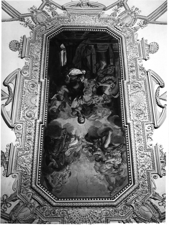 San Simone Stock riceve dalla Madonna lo scapolare (dipinto) di Baldini Pietro Paolo (attribuito) (sec. XVII)