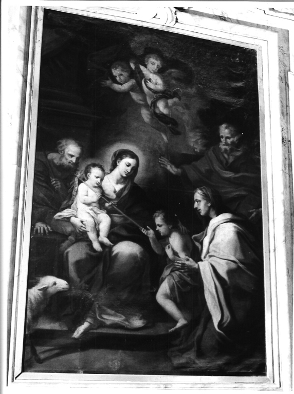 Sacra Famiglia con San Giovannino e Sant'Elisabetta (dipinto) di Conca Giovanni (sec. XVIII)