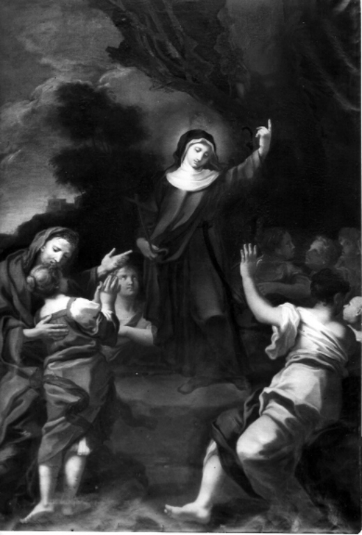Santa Maria Maddalena dei Pazzi riceve il velo dalla Madonna (dipinto) di Conca Giovanni (sec. XVIII)
