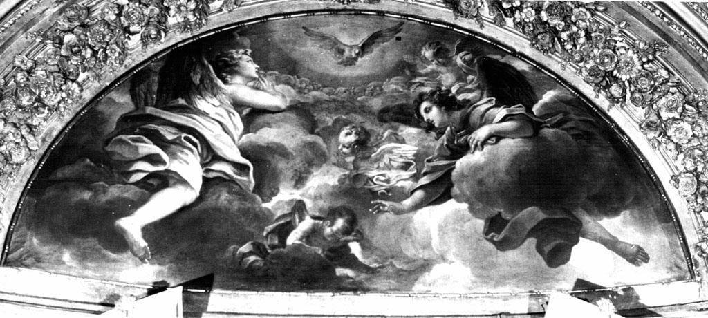 Angeli in volo e Spirito Santo (dipinto) di Ghezzi Giuseppe (attribuito) (sec. XVIII)