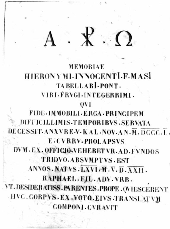lapide tombale - ambito italiano (sec. XIX)