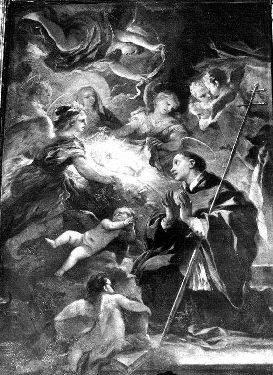 Natività di Gesù con San Lorenzo Giustiniani (dipinto) di Giordano Luca (sec. XVIII)