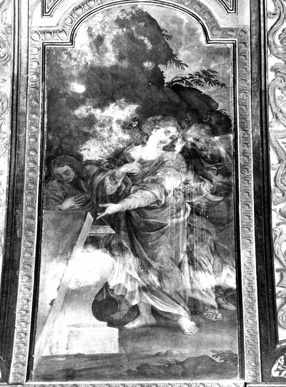 Maria Maddalena, Pietro e Giovanni al sepolcro di Cristo (dipinto) di Cerruti Michelangelo (sec. XVIII)