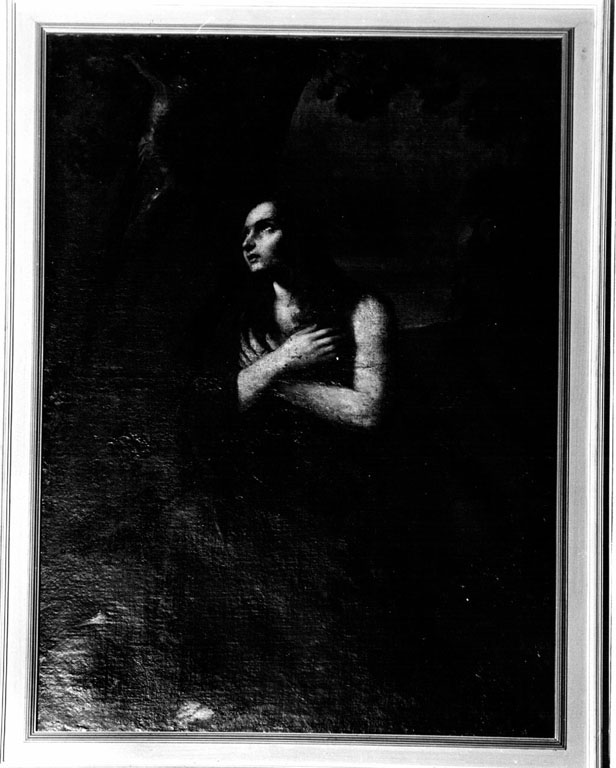 Santa Maria Maddalena in adorazione del crocifisso (dipinto) - ambito romano (inizio sec. XVII)