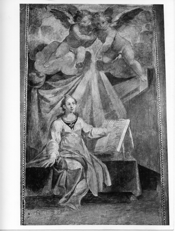 Santa Cecilia illuminata dallo Spirito santo (dipinto) di Lilli Andrea (attribuito) (secc. XVI/ XVII)