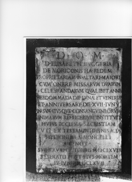 lapide - ambito romano (sec. XVII)