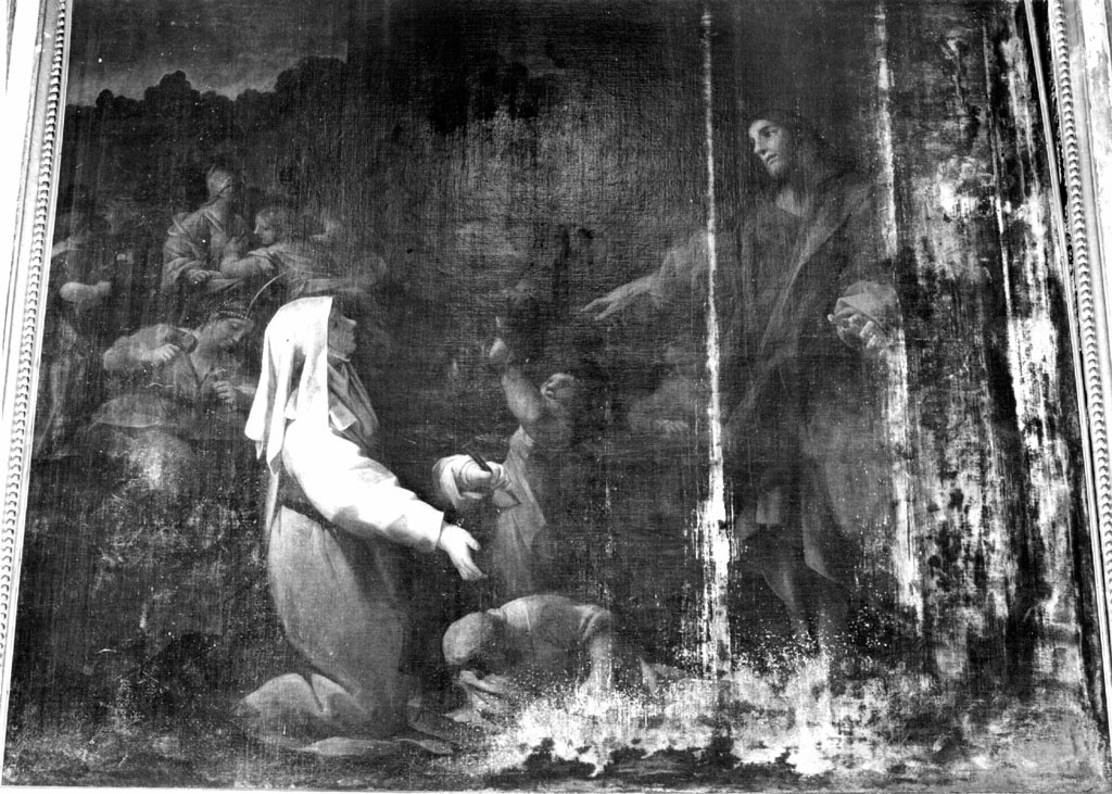 Visione di Gesù Cristo come scalpellino a santa Rosa da Lima (dipinto) di Baldi Lazzaro (sec. XVII)