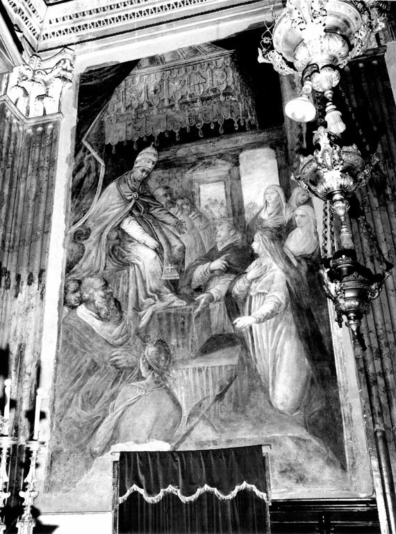 Santa Caterina e Gregorio XI ad Avignone (dipinto) di De Vecchi Giovanni (sec. XVI)