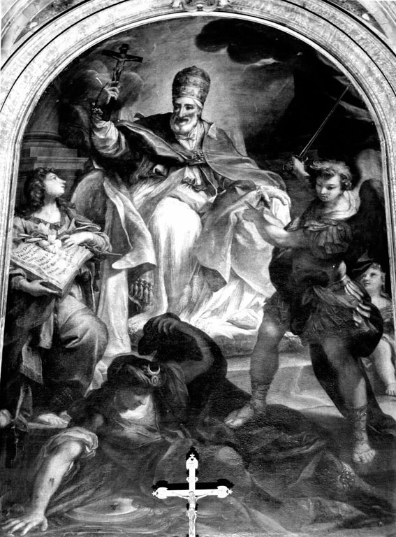 San Pio V innalza la croce dopo la battaglia di Lepanto (dipinto) di Procaccini Andrea (sec. XVIII)