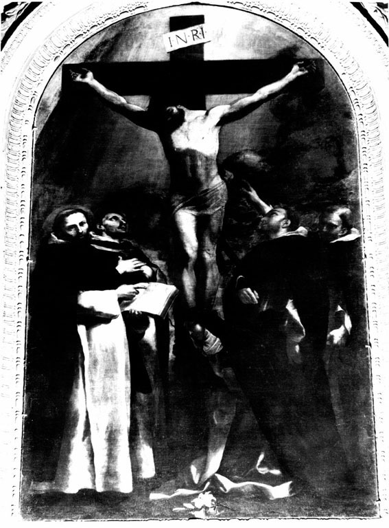 Cristo crocifisso con santi domenicani (dipinto) di Sacchi Andrea (sec. XVII)