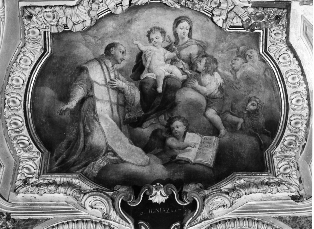 Apparizione della Madonna col Bambino e San Giovannino a Sant'Ignazio (dipinto) di Calandrucci Giacinto (maniera) (inizio sec. XVIII)