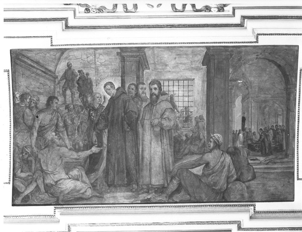 San Giovanni di Dio distribuisce elemosine agli infermi (dipinto) di Schor Giovan Paolo (seconda metà sec. XVII)