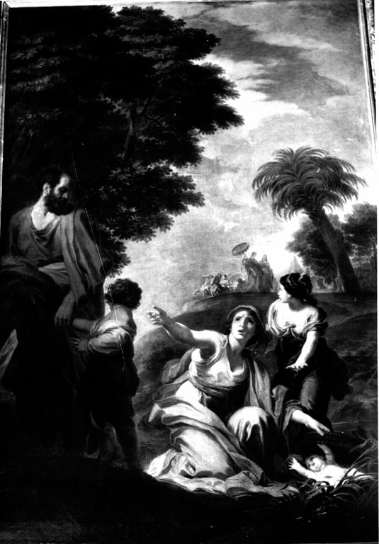 Mosè abbandonato sulla riva del Nilo (dipinto) di Corvi Domenico (sec. XVIII)