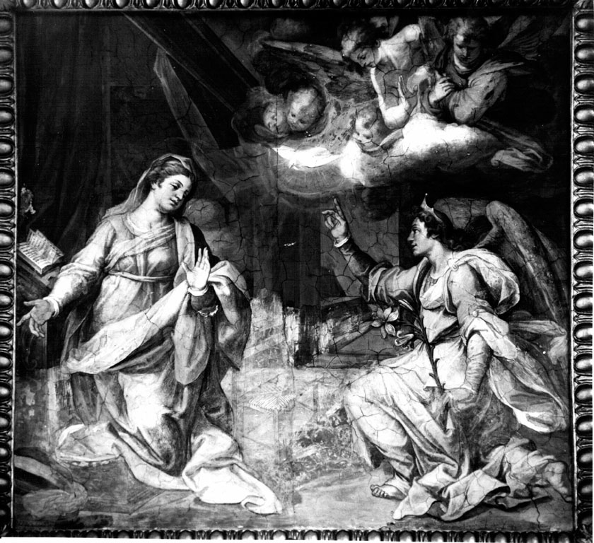 Annunciazione (dipinto) di Ricci Giovanni Battista (fine sec. XVI)