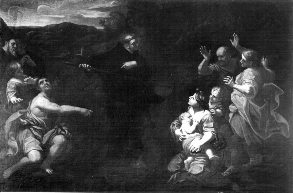 San Filippo Benizi fa scaturire l'acqua dal monte Senario (dipinto) di Baldi Lazzaro (sec. XVII)