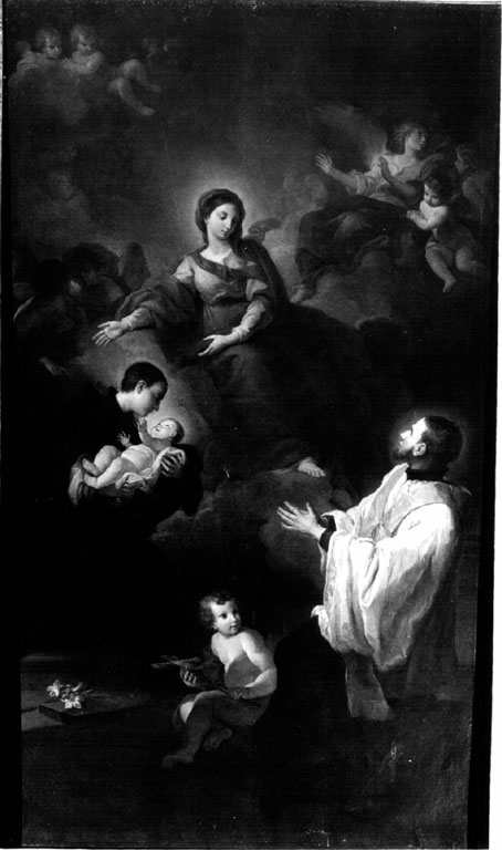 Madonna con Bambino, angeli, san Stanislao Kostka e san Francesco Regis (dipinto) - ambito romano (sec. XVIII)