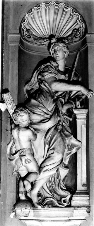 Giustizia con putto (statua) di Rusconi Camillo, Raggi Antonio (sec. XVII)