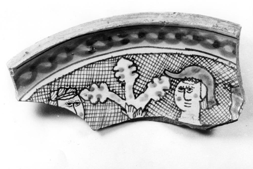 bacino, frammento - manifattura orvietana (seconda metà sec. XIV)