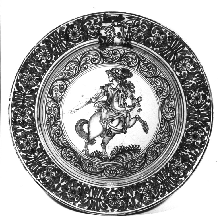 cavaliere (piatto da pompa) - manifattura di Savona (fine sec. XVII)