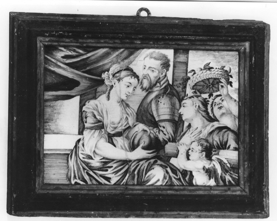 scena allegorica (targa) - manifattura castellana (seconda metà sec. XVII)