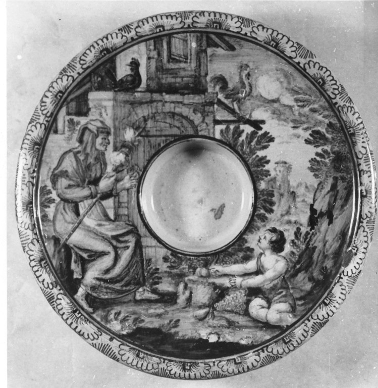 scena campestre con figure (portachicchera) di Grue Antonio Carlo (fine sec. XVII)