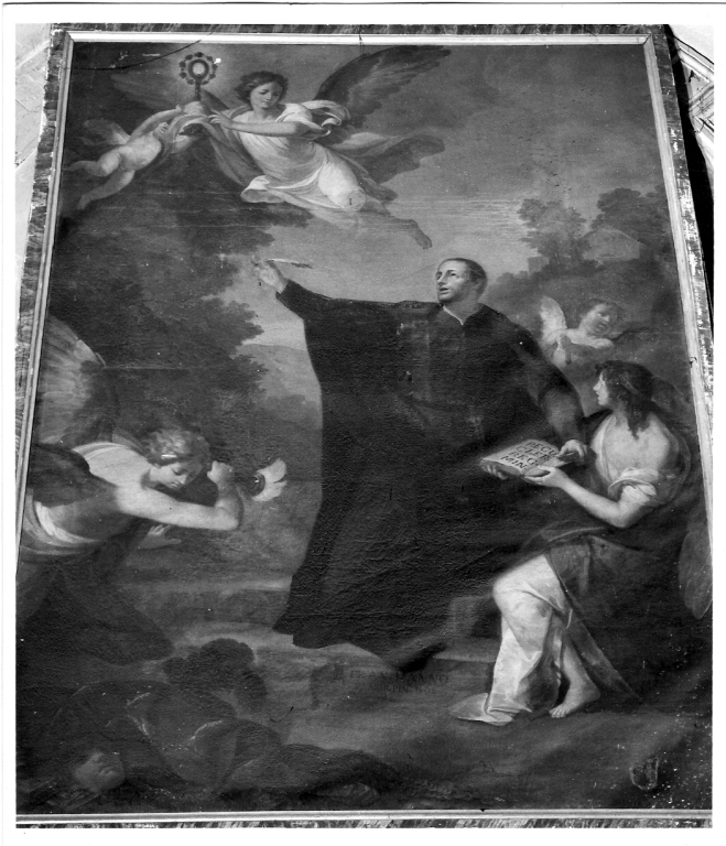 San Francesco Caracciolo compone la regola (dipinto) di Manno Francesco (sec. XIX)