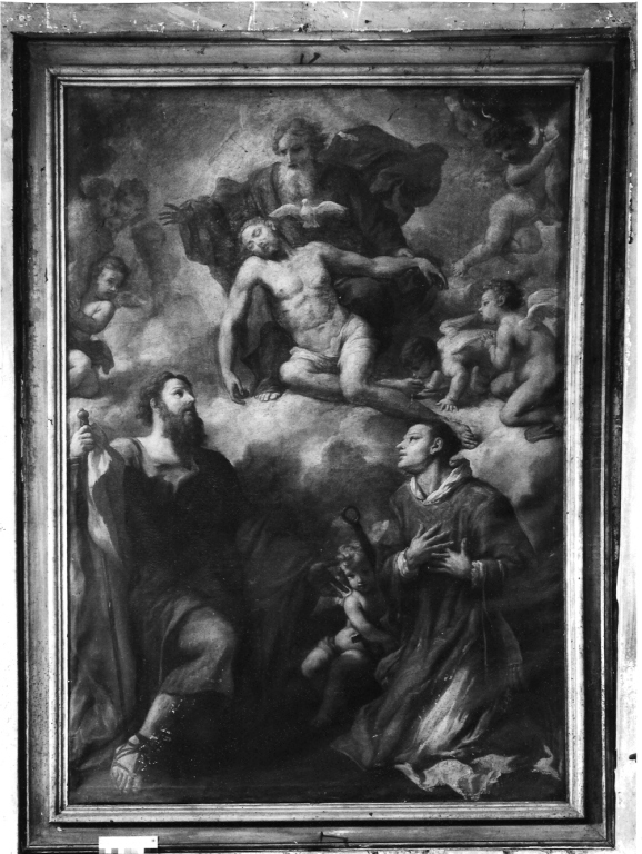 Apparizione della SS. Trinità ai SS. Ciro e Lorenzo (dipinto) di Brughi Giovanni Battista (fine sec. XVII)