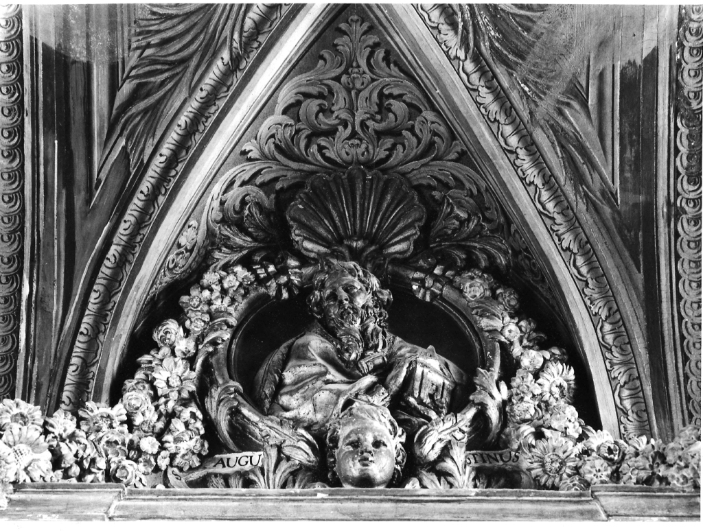 Sant'Agostino (decorazione plastica) di Ottoni Lorenzo (maniera), Maille Michel (maniera) (ultimo quarto sec. XVII)