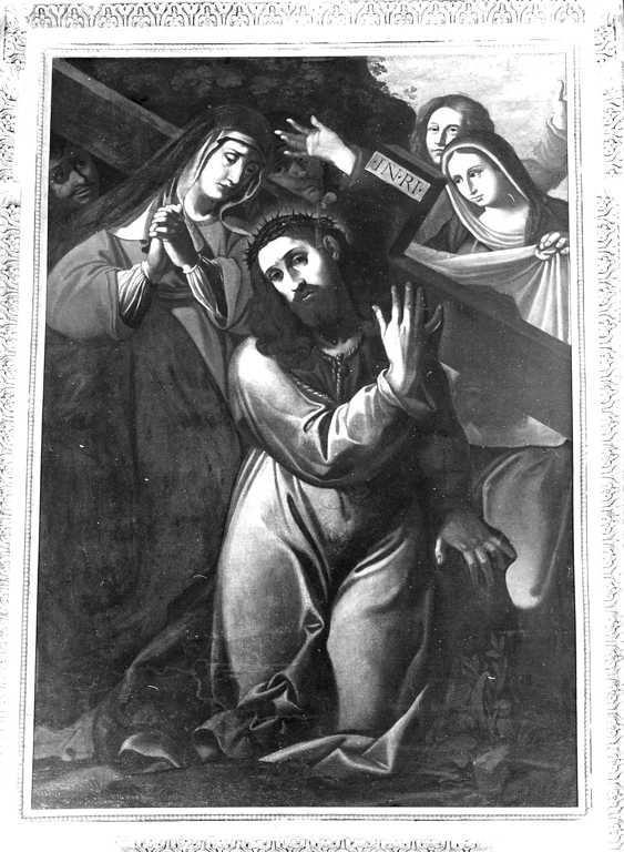 Cristo porta la croce tra la Madonna, la Veronica e San Giovanni Evangelista (pala d'altare) di Alberti Giovanni (attribuito) (prima metà sec. XVII)