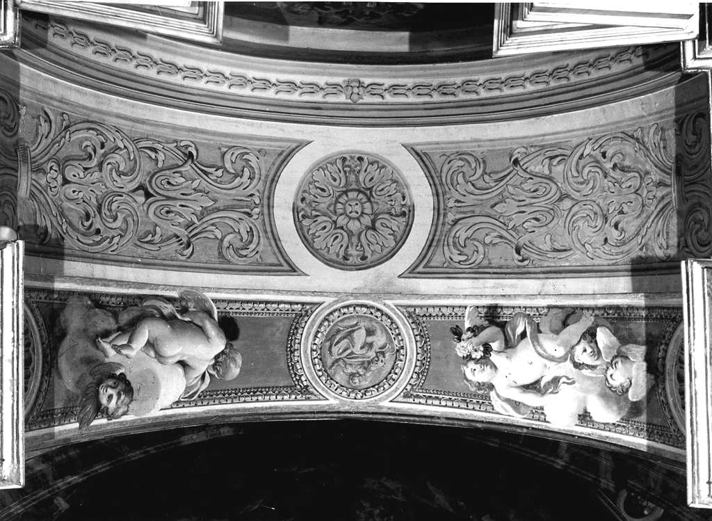 Fortezza tra angeli e cherubini (dipinto) - ambito romano (metà sec. XVII)