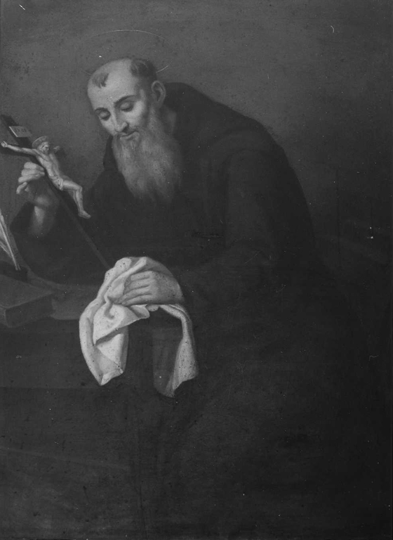 San Lorenzo da Brindisi in adorazione del crocifisso (dipinto) - ambito romano (seconda metà sec. XIX)