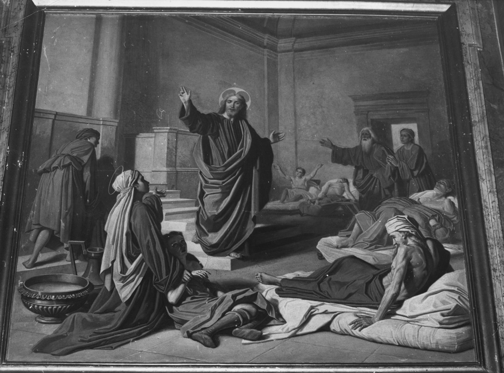 Cristo appare a Santa Marta mentre assiste gli appestati (dipinto) di Guidi Guido (sec. XIX)