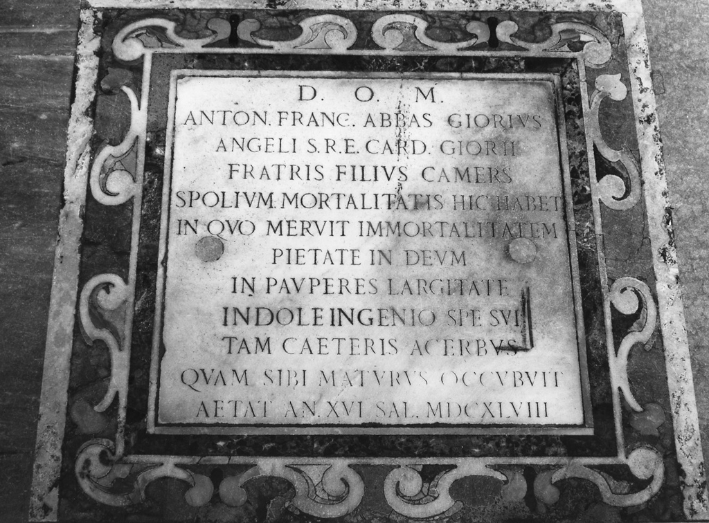 lapide tombale - bottega romana (sec. XVII)