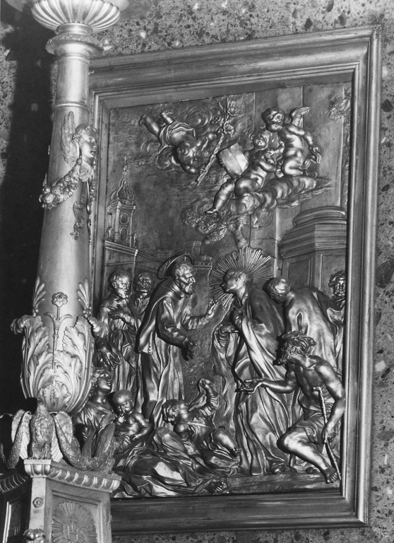 L'incontro tra Sant'Ignazio e San Filippo Neri (rilievo) di Nuvolone Francesco (sec. XVII)