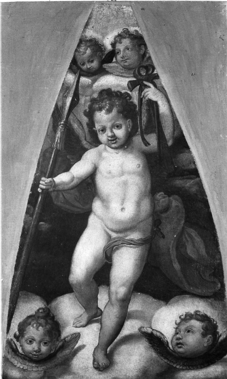 angelo con strumento della passione: lancia (dipinto) di Pippi Giulio detto Giulio Romano (attribuito) (sec. XVI)
