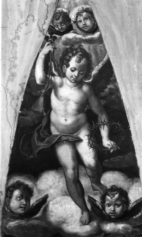 angelo con strumento della passione: corona di spine (dipinto) di Pippi Giulio detto Giulio Romano (attribuito) (sec. XVI)