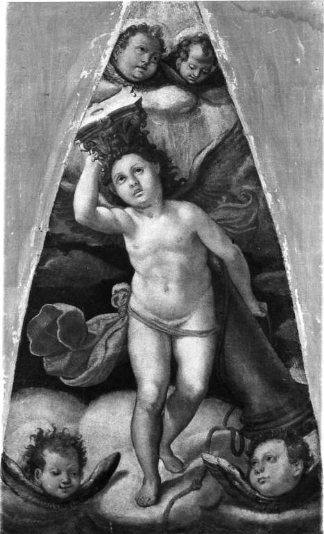 angelo con simboo della passione: colonna (dipinto) di Pippi Giulio detto Giulio Romano (attribuito) (sec. XVI)