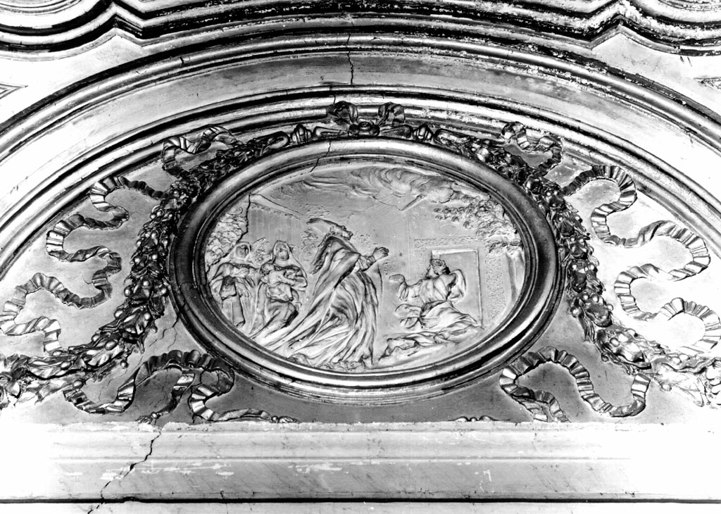 Miracolo di San Tommaso da Villavova: i magazzini riempiti di grano (rilievo) - ambito romano (sec. XVII)