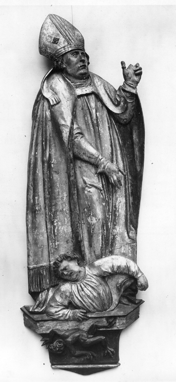 Santo Vescovo con figura di penitente (rilievo) - manifattura tedesca, manifattura tedesca (primo quarto sec. XVI)