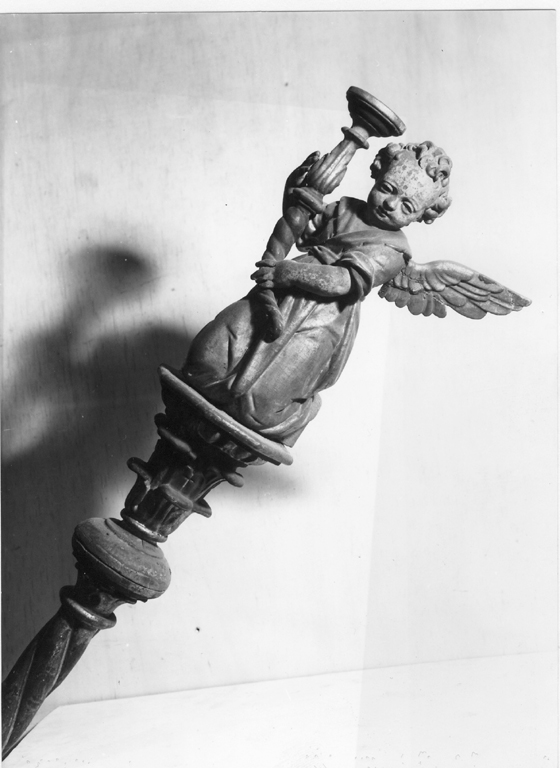 angelo che regge cornucopia portacandela (candelabro portatile) - manifattura tedesca (prima metà sec. XVIII)