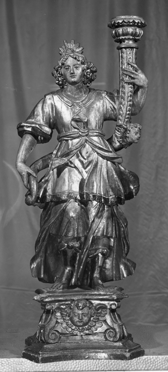 angelo reggitorcia (candelabro - a statua) - manifattura tedesca (seconda metà, seconda metà sec. XVII, sec. XVII)