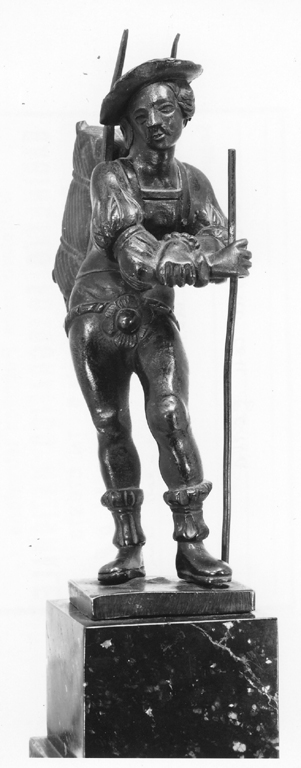 contadino con gerla (statuetta) - manifattura francese (sec. XVIII)