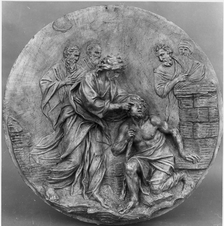 guarigione del cieco (rilievo) di Sammartino Giuseppe (sec. XVIII)