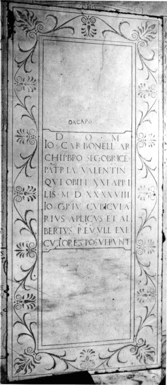 lastra tombale - ambito romano (sec. XVI)