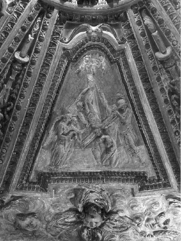 crocifissione di San Pietro (rilievo) di De Rossi Giovanni Francesco (sec. XVII)