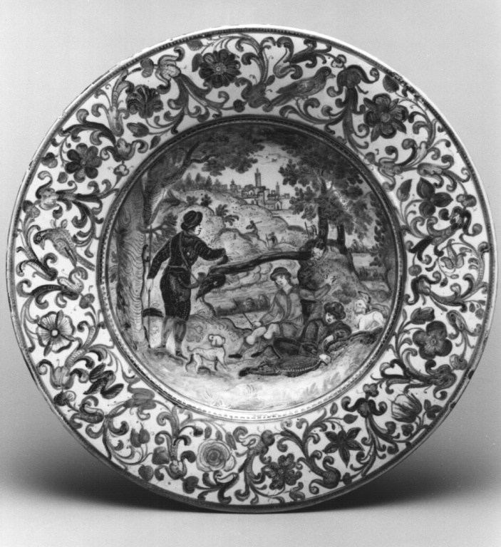 piatto di Grue Francesco (attribuito) - manifattura di Castelli d'Abruzzo (terzo quarto sec. XVII)