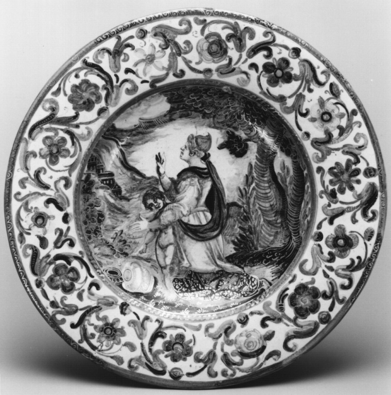 piatto di Grue Antonio Carlo (attribuito) - manifattura di Castelli d'Abruzzo (ultimo quarto sec. XVII)