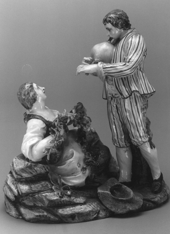 Uomo che suona, giovane donna (gruppo scultoreo) di Bruschi Giuseppe (attribuito) - manifattura Ginori (Lorenzo) (sec. XVIII)
