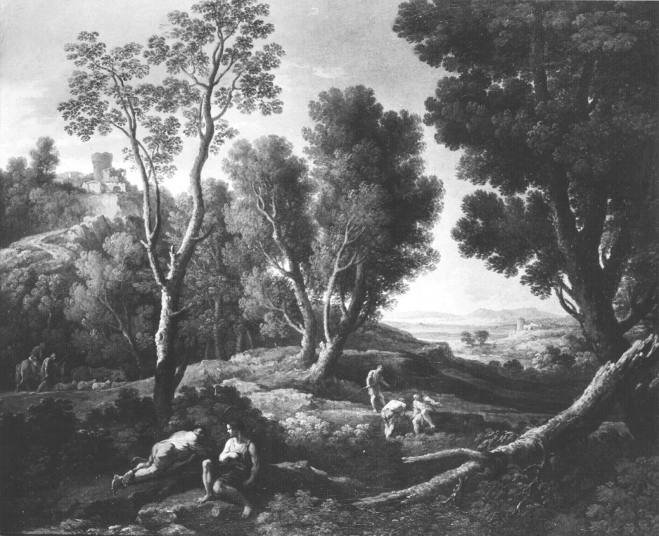 Paesaggio boscoso (dipinto) di Locatelli Andrea (prima metà sec. XVIII)
