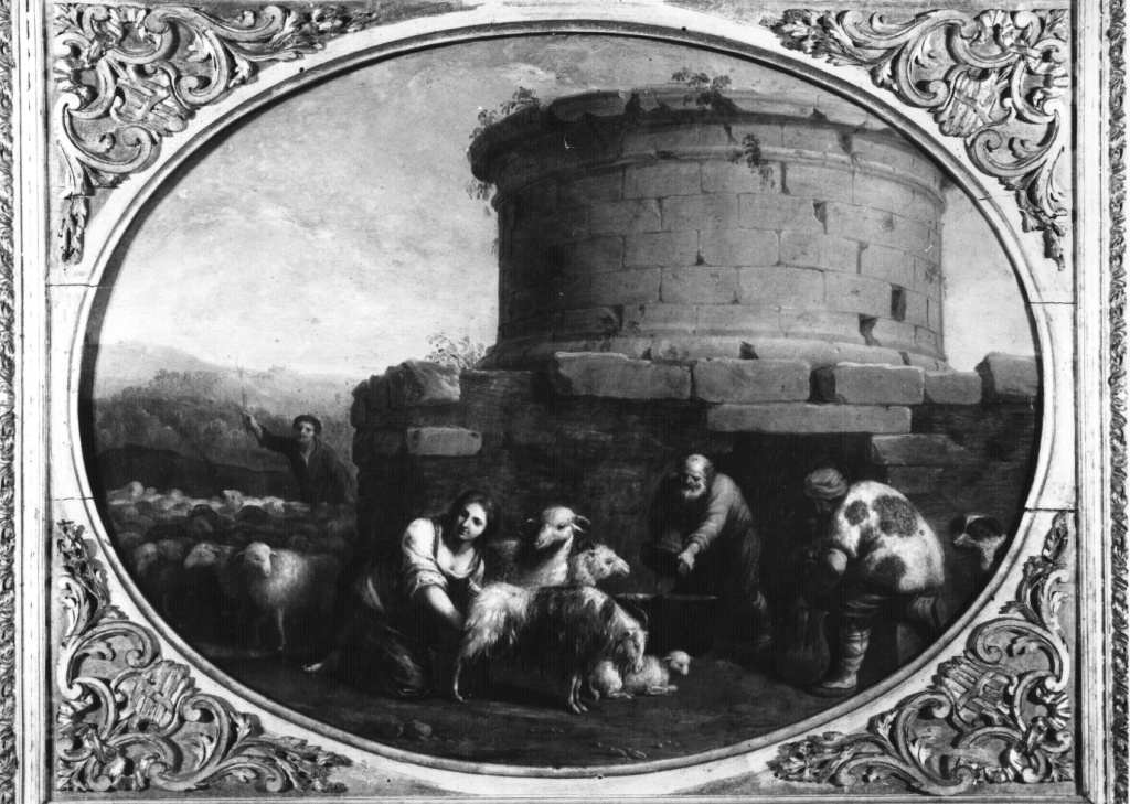 Pastori e armenti presso un rudere (dipinto) di Van Poelenburgh Cornelis (sec. XVII)
